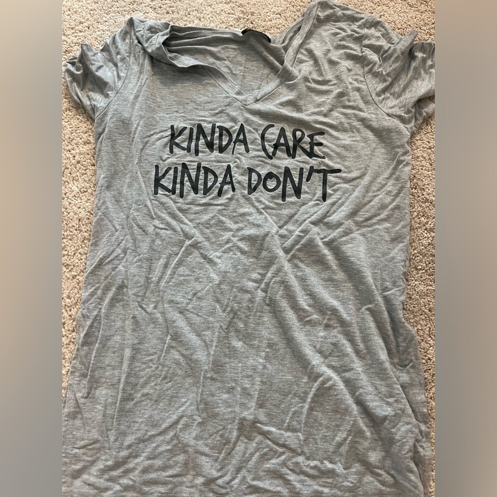 Grey “Kinda Care Kinda Don’t” long/oversized shirt
